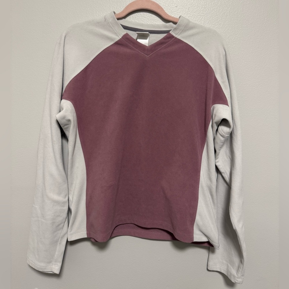 North Fact Two Toned Fleece V-neck Purple And Gray Long Sleeve